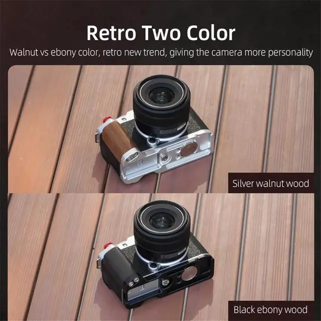 Alt view image 2 of 3 - For XM5 Quick Release L Plate Camera Wooden Handle Tripod Mount Camera Accessories Silver