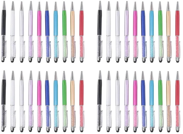Alt view image 2 of 3 - 40Pcs Crystal Ballpoint Pen Bulk Shiny 2 in 1 Slim Crystal Diamond Screen Stylus Black Gel Ink Ballpoint Glitter Pen