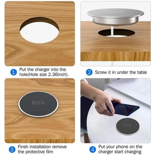 Alt view image 3 of 3 - 2X Built In Desktop Desktop Furniture Embedded Fast Charging For Smartphone