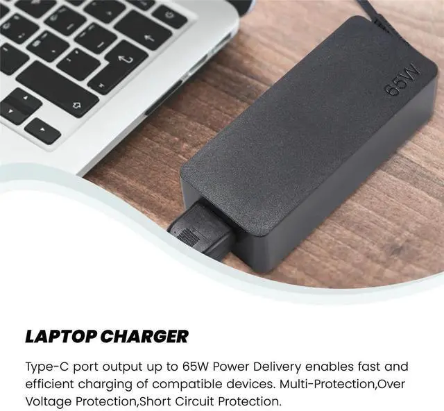 Main image of 65W USB Type C Laptop Charger for Chromebook 100E T480 T580 Yoga C930 Adapter Power Supply Cord,US Plug
