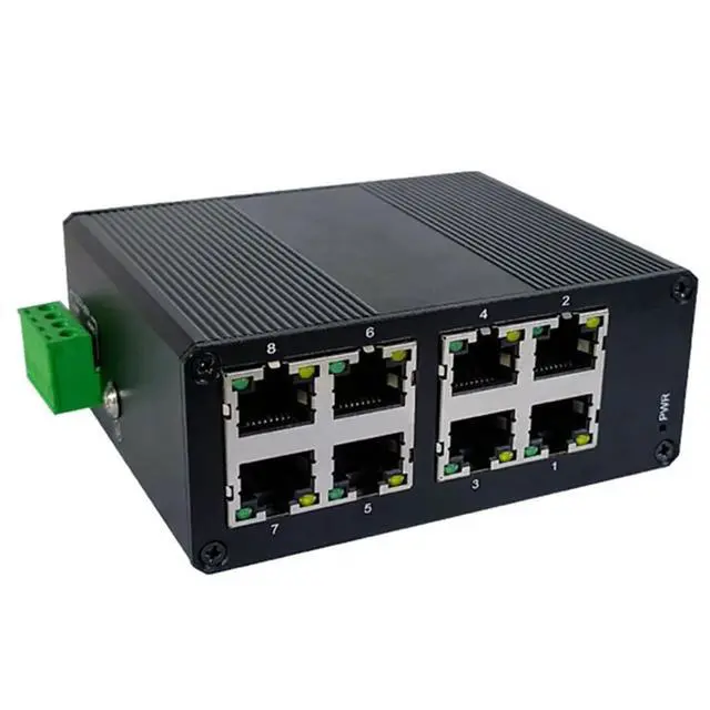 Alt view image 2 of 3 - 8 Port 100M Industrial Switch Mini Industry Ethernet Network Switch DIN Rail Plug and Play IP40 Protection