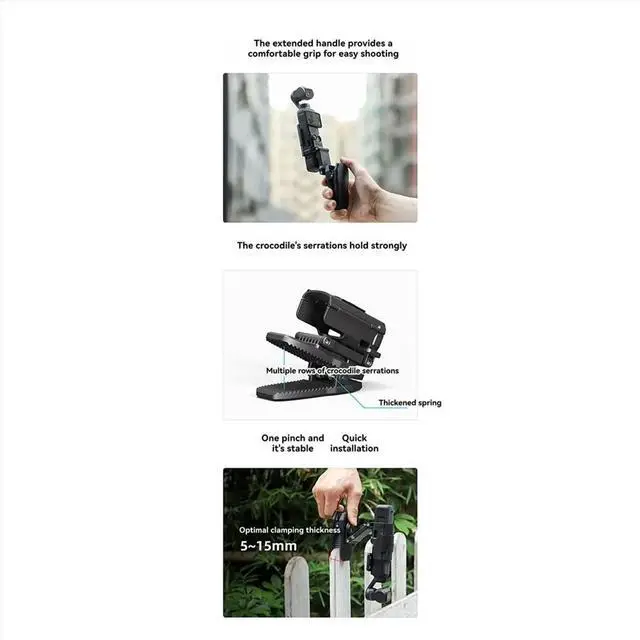 Alt view image 2 of 3 - For Pocket 3 Sports Camera Holder 360° Rotating Crocodile Clip Outdoor Photography Backpack Clip Stand for Pocket 3