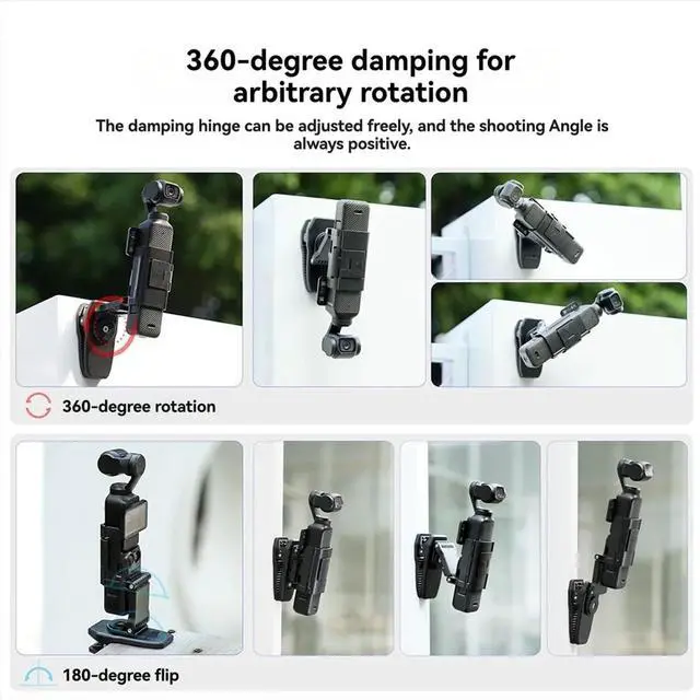 Alt view image 3 of 3 - For Pocket 3 Sports Camera Holder 360° Rotating Crocodile Clip Outdoor Photography Backpack Clip Stand for Pocket 3
