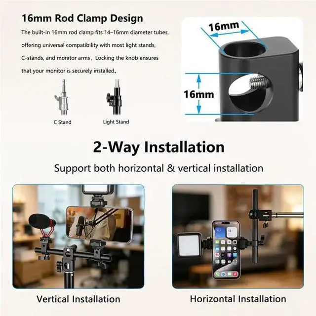 Alt view image 2 of 3 - 15Mm Rod Clamp To 5/8" Baby Pin Light Stand Mount