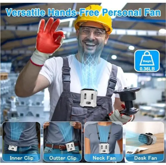 Main image of Waist Fan Clip on Shirt Belt Body Wearable Hand-Free Rechargeable Powered Fan with 3 Speed for Camping Travel