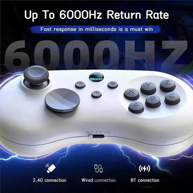 Alt view image 2 of 3 - Y04 Game Controller with Receiver for Switch/PC/ - Hall Effect Joystick 6-Button Layout Gamepad Black