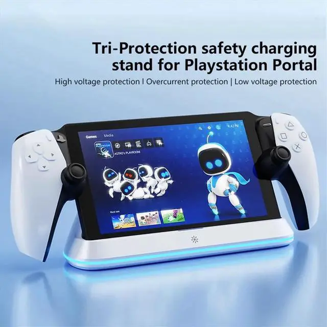 Alt view image 3 of 3 - Charging Dock Station for Portal 7 RGB Light Modes Game Console Charging Stand with Tri-Protection Safety,B