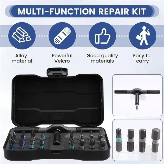 Main image of RS1 24-in-1 Magnetic Ratchet Screwdriver Set, Bits, Non-Slip Handle, Repair Tool Kit for Electronics