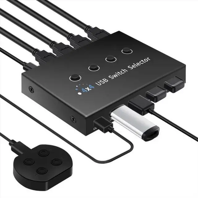 Main image of USB Switcher 4 Computer Sharing 4 USB Devices Printer, , Mouse, Keyboard, with 4 Pack USB 3.0 Cables