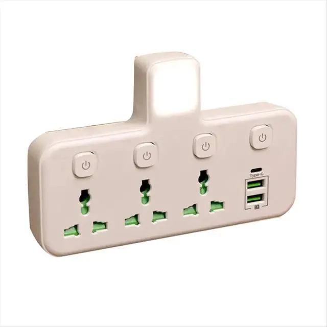 Alt view image 2 of 3 - Multi Outlet Power Strip Wall Socket Universal Network Filter USB Charger Separate Switch Adapter with Light US Plug