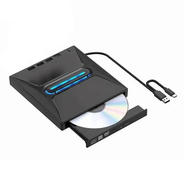 Alt view image 3 of 3 - USB 3.0 External CD DVD Drive High-Speed CD/DVD +/-RW Drive with SD Card Reader, CD ROM Burner, and USB-C Conn