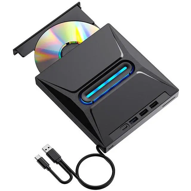 Alt view image 2 of 3 - USB 3.0 External CD DVD Drive High-Speed CD/DVD +/-RW Drive with SD Card Reader, CD ROM Burner, and USB-C Conn