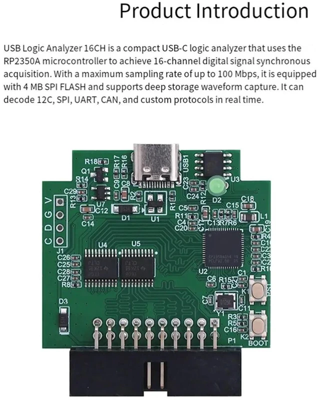 Alt view image 2 of 3 - USB Logic Analyzer Logic Analyzer Module for RP2350A Microcontroller
