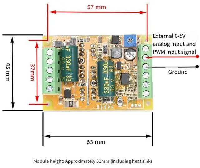 Alt view image 3 of 3 - DC Brushless Motor PWM Controller DC 5-50V 12V 24V 48V 300W BLDC Three Phase No Hall Motor Control Driver Board