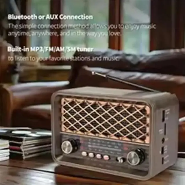 Alt view image 2 of 3 - Classic Radio With Bluetooth - LED Illuminated Speaker, Supports FM/AM/SW Bands And AUX/USB/TF