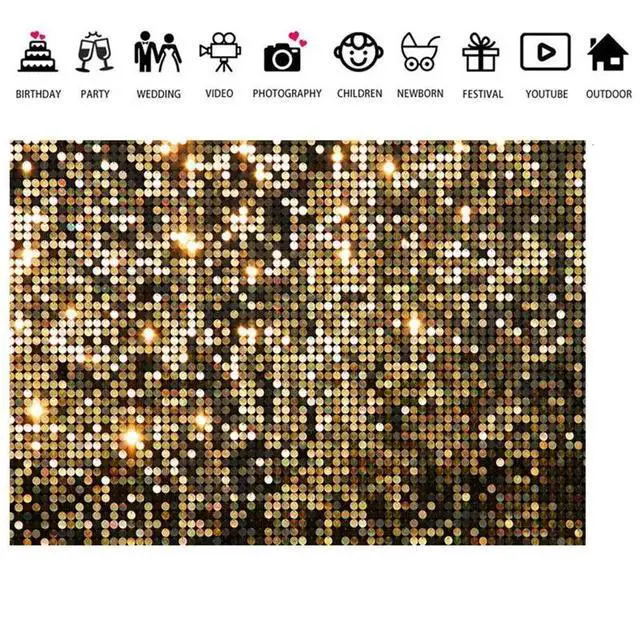 Alt view image 2 of 3 - 210X150cm Glitter Gold Decorative Photography Backdrops Children's Shower Birthday Party Banner Photography Fabrics