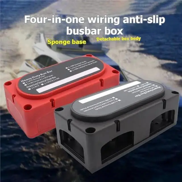 Alt view image 3 of 3 - 300A Heavy Duty Bus Bar Box With 4 Terminal Studs M10 Modular Power Distribution Block For Marine/Solar 48V DC System B