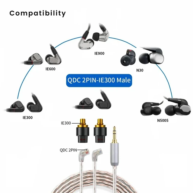 Alt view image 3 of 3 - QDC Mmcx Adapter Mmcx to Qdc Adapter Female to IE300 Male Adapter for IE600 IE900 N5005 N30 N40 B