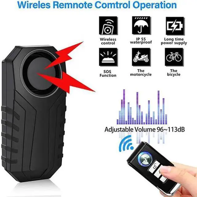 Alt view image 3 of 3 - 2X Waterproof Motorcycle Bike Alarm Remote Control Bicycle Security Alarm 113DB Electric Car Alarm