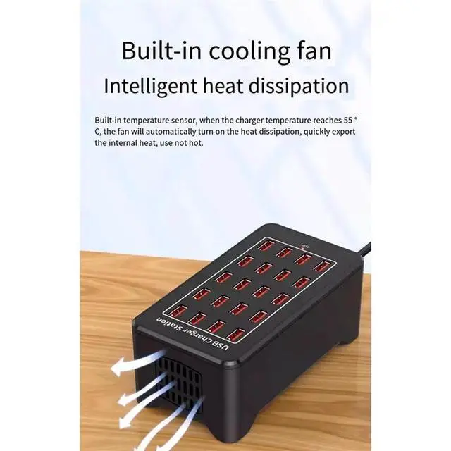 Alt view image 2 of 3 - USB 20 Ports HUB 100W Universal Wall Desktop Fast Charging Station Dock For Mobile Phone Power Adapter Durable EU P