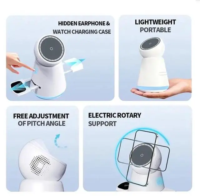 Alt view image 2 of 3 - 3 In 1 25W Magnetic Fast Charging Stand Rotating Desktop For Smartphone