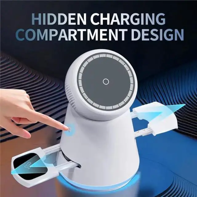 Alt view image 3 of 3 - 3 In 1 25W Magnetic Fast Charging Stand Rotating Desktop For Smartphone