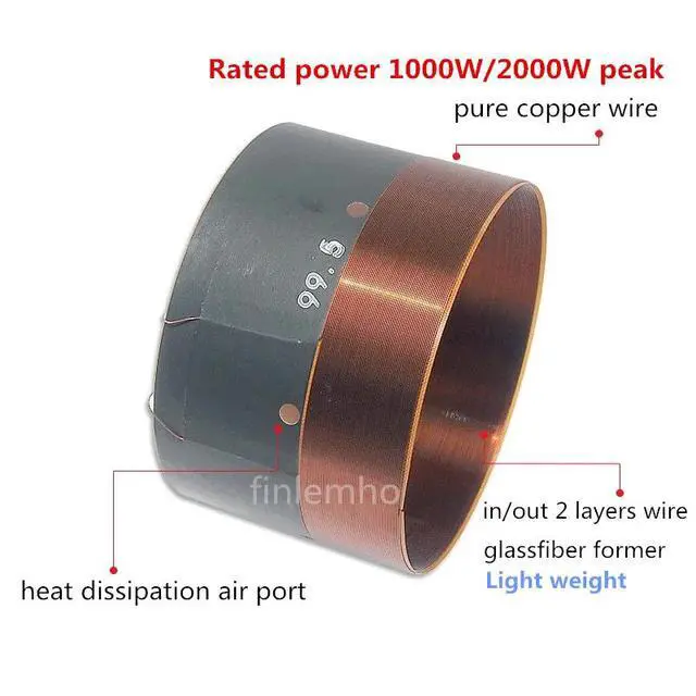 Alt view image 2 of 6 - 99.5mm DJ Speaker Subwoofer Voice Coil 15"Bass 18"Subbass Repair Part 2 Layers Wire In Out With Copper Wire Glassfiber Former