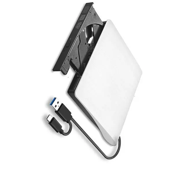 Alt view image 3 of 3 - USB 3.0 SATA External DVD CD-ROM RW Drive Enclosure 5Gbps High-Speed 12.7mm Optical Drive Case for Laptop Desktop White