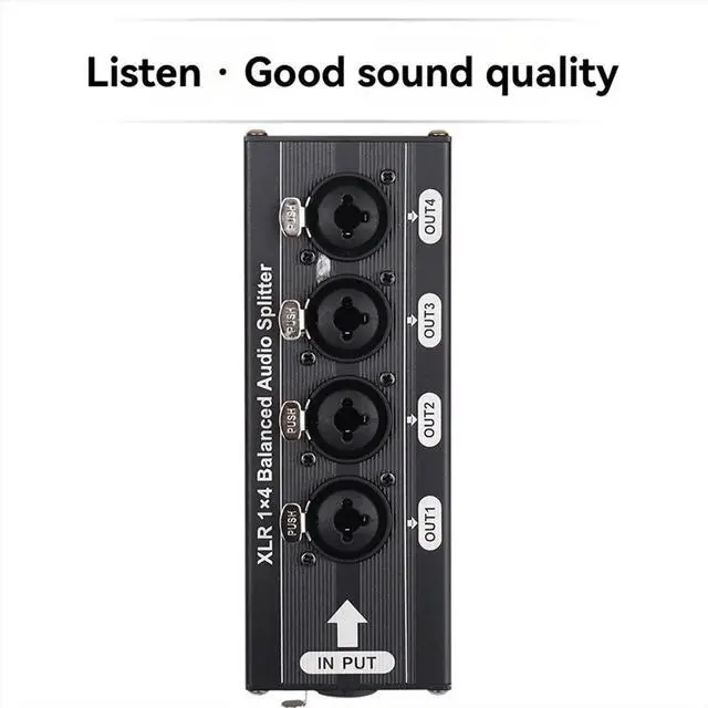 Main image of XLR 1x4 Balanced Audio Splitter 6.5 XLR 1 in 4 Out 4 in 1 Out Bidirectional Audio Splitter Audio Signal Splitter Box