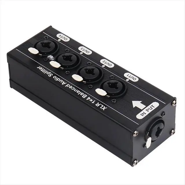 Alt view image 2 of 3 - XLR 1x4 Balanced Audio Splitter 6.5 XLR 1 in 4 Out 4 in 1 Out Bidirectional Audio Splitter Audio Signal Splitter Box