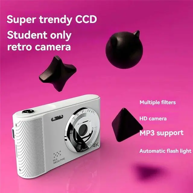 Alt view image 2 of 3 - 4K Camera Student Digital Ultra-Thin Anti-Shake Smart Zoom Retro Camera