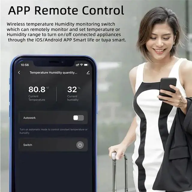 Alt view image 2 of 3 - Tuya Smart Switch 3000W 16A Thermostat Temperature and Humidity Monitoring with Consumption Monitor