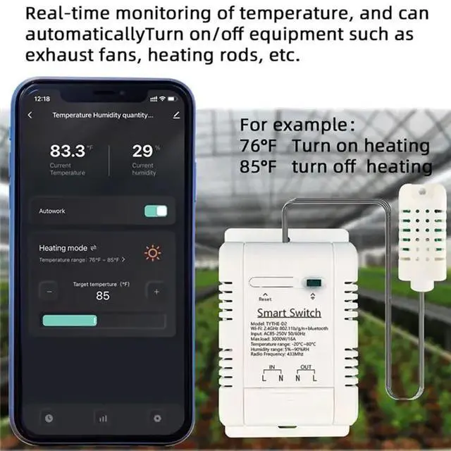 Alt view image 3 of 3 - Tuya Smart Switch 3000W 16A Thermostat Temperature and Humidity Monitoring with Consumption Monitor