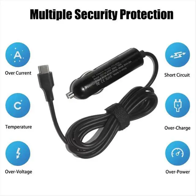Alt view image 2 of 3 - 20V 65W Universal Car Charger Type C Car Charger Adapter Lighter DC Power Supply Adapter for Laptop