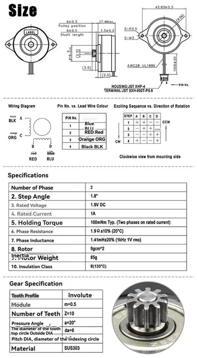 Alt view image 3 of 3 - DIY 3D Printer High Temperature MOONS NEMA14 Motor 36mm for -LITE / for Mini Extruder / for