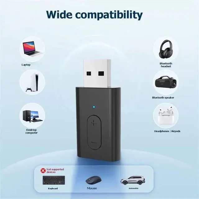 Alt view image 2 of 3 - Bluetooth 5.3 Transmitter Adaptive Low Latency Dual Device Connection for PC TV Bluetooth Headphon