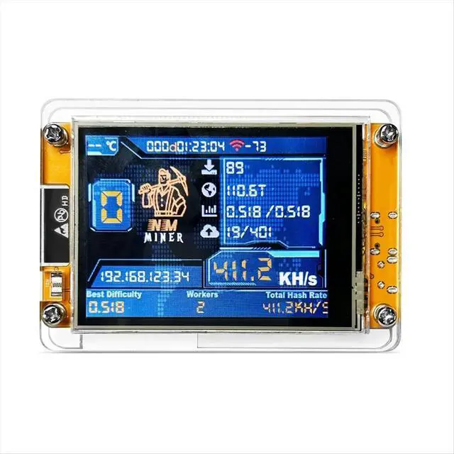 Alt view image 2 of 3 - V2 411KH/S Hashrate 2.8 Inch Smart Display BTC Solo Lottery Miner Bitcoin Crypto Lottery Miner