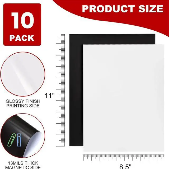 Alt view image 2 of 3 - Printable Magnetic Sheets, 8.5x 11inch, 10Pack Glossy Magnet Printer Paper for Inkjet, Magnetic Printer Paper for Fridge