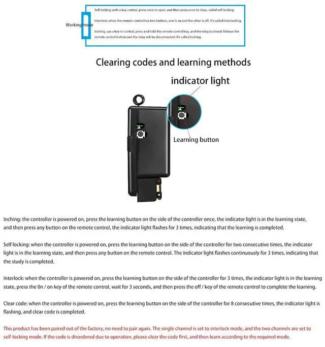 Main image of 6X 433Mhz 220V Water Pump Remote Control Switch 1Ch 30A Receiver Module ON/OFF RF Transmitter For Light LED