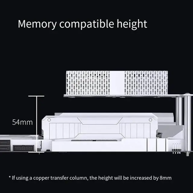 Alt view image 2 of 3 - for MATX Motherboard -2 Memory Stick Cooler DDR4 DDR5 Overclocking ARGB Thermal Vest Memory Fan Module, White