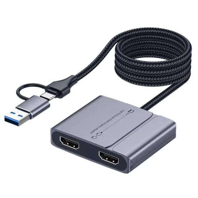 Alt view image 3 of 3 - USB Type C to -Compatible Hub USB 3.0 to Dual -Compatible Adapter Splitter Multi Stream 1080P Dual Display Dock