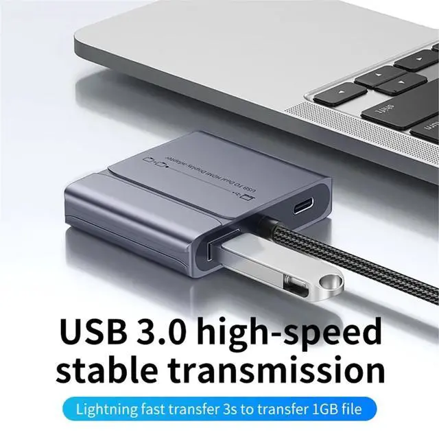 Alt view image 2 of 3 - USB Type C to -Compatible Hub USB 3.0 to Dual -Compatible Adapter Splitter Multi Stream 1080P Dual Display Dock