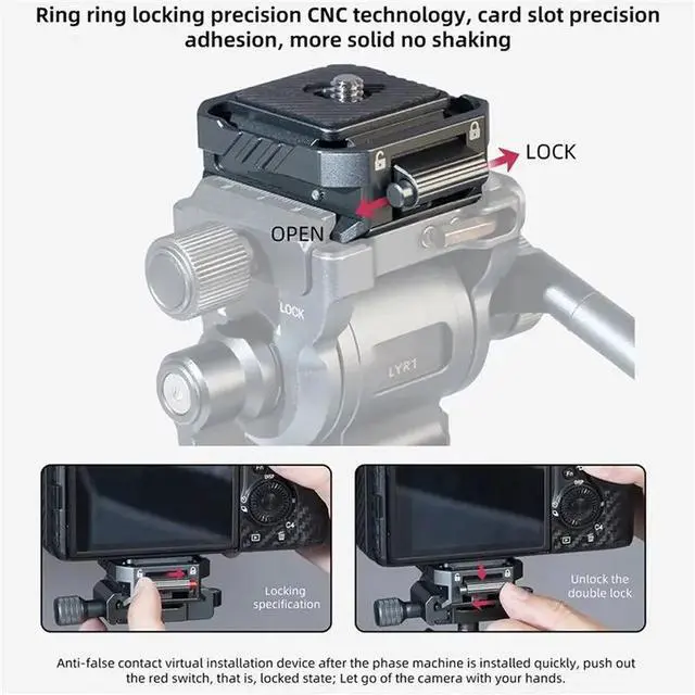 Alt view image 3 of 3 - 2X All-Metal Camera Arca Quick Release Kit For Zhiyun Stabilizer Tripod Head Slide Rail Quick Mount Buckle Base