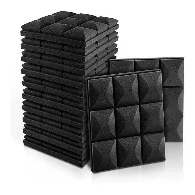 Alt view image 3 of 3 - 12PCS Acoustic Foam Panels Soundproof Foam Wall Panels Studio Sound Proof Foam Soundproofing Wall KTV Room-Black