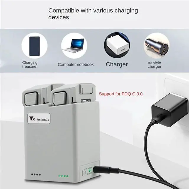 Alt view image 3 of 6 - Charger Hub For MINI 3/4 Pro Screen Display Digital Intelligent Fast Charging 2 Batteries For MINI 3/4 Pro Accessorie
