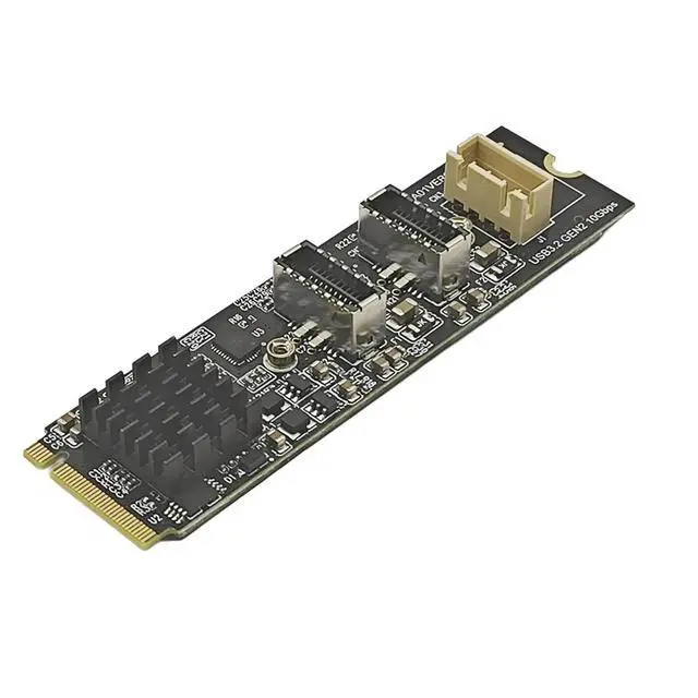 Alt view image 3 of 3 - M.2 NVME M-Key to 2 Port TYPE-C Adapter Card M.2 M Key NVME to Dual TYPE-E 10Gbps USB3.2 Front Panel Expansion Board