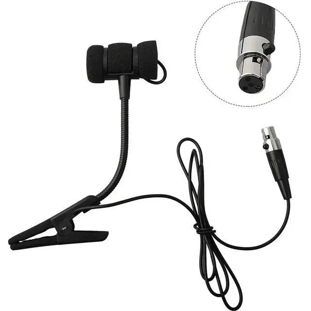 Alt view image 2 of 3 - Musical Instrument Saxophone Microphone Clip 3 Pin Wired Mic For Trumpet Sax Omnidirectional Suit With 5M Cable