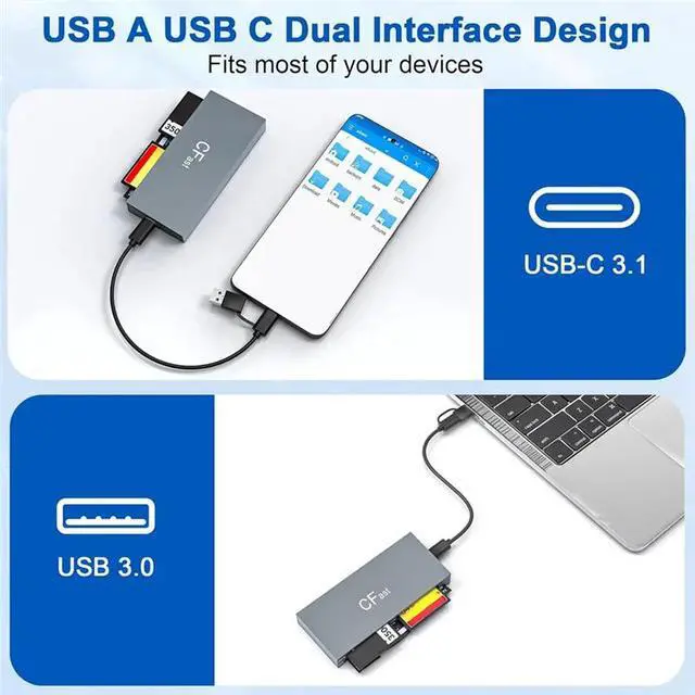 Alt view image 2 of 3 - Simultaneous Read USB C For Cfast 2.0 6 In 1 Card Reader For Cfast/CF MS/SD TF/XD Memory Cards