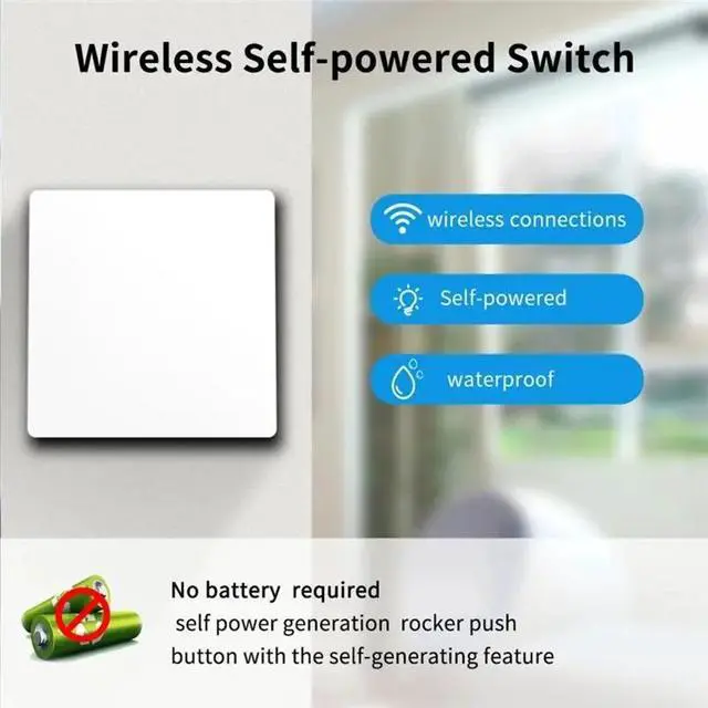 Alt view image 3 of 6 - RF 433Mhz Smart Self-Powered Switch No Wiring Installation Waterproof Remote Control For Home