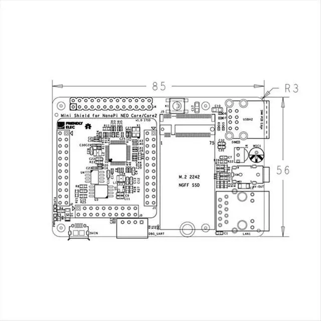 Alt view image 3 of 3 - Mini Shield for NEO Core/Core2 SDK Carrier Same Form Factor As RPi Can Be Well Fit Into RPi'S Case